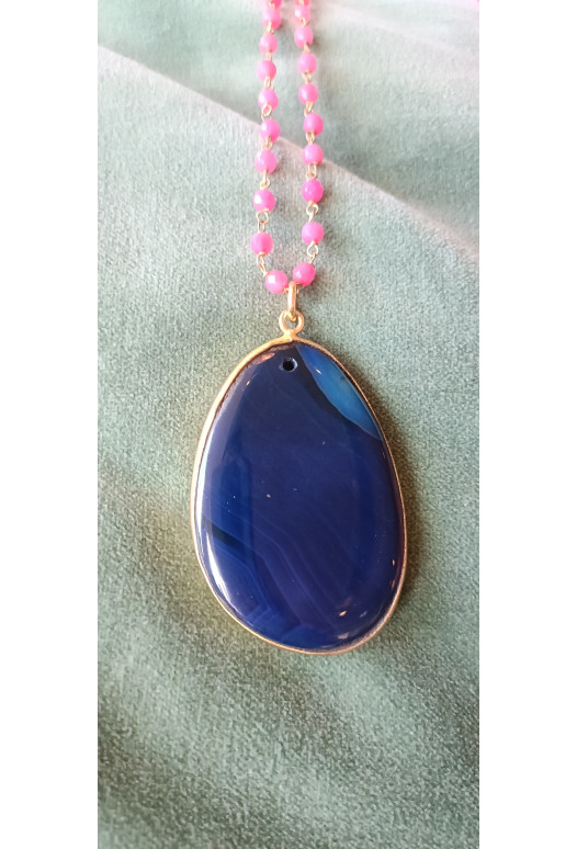 Agate Necklace - Dark Blue  