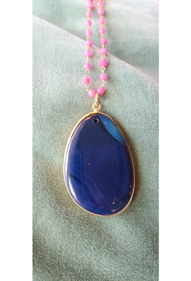 Agate Necklace - Dark Blue  