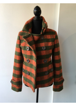 Wool Jacket Short - Green & Orange 