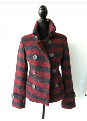 Wool Jacket Short - Red & Black 